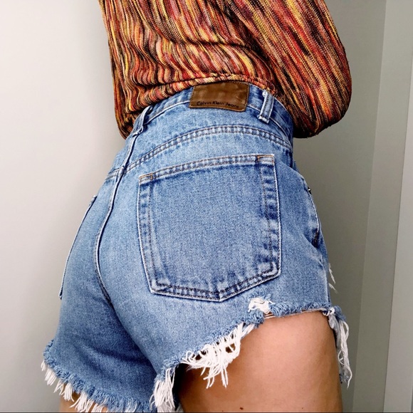 Calvin Klein Jeans Pants - CK JEANS | High Waisted Cut Off Denim Shorts L